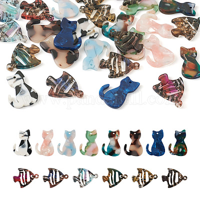 28шт 14 стиля непрозрачные акриловые подвески SACR-TA0001-11-1