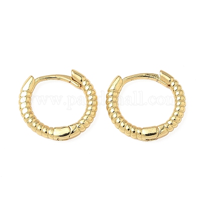 Текстурированные латунные серьги-кольца EJEW-A132-13G-1