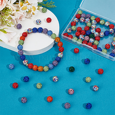 10мм шарик для дискотеки из глины смешанные цвета проложить стразы прокладки круглые бусины RB-PH0003-10mm-M-1