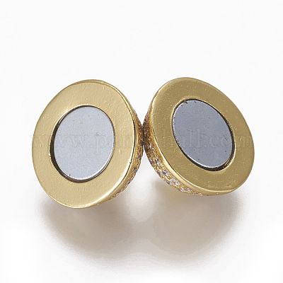 Магнитные застежки из латуни с цирконием и микропаве с петлями ZIRC-L082-A-01-P-G-1