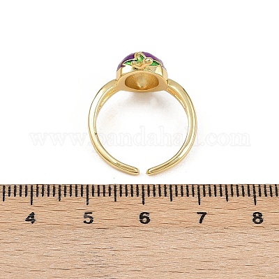 Кольца-манжеты с фруктами и клубникой из латуни RJEW-C139-19D-G-1