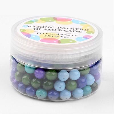 Glass Pearl Bead Sets, Ocean Mix, Eco-Friendly, Round, Dyed, Mixed Color,  8mm, Hole: 0.7~1.1mm, about 200pcs/box.