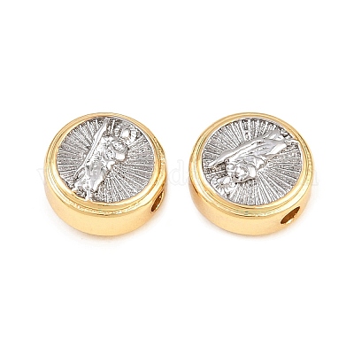 Двухцветные латунные бусины&nbsp;KK-C162-088A-GP-1