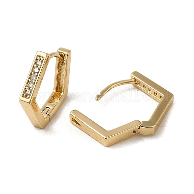 Серьги-кольца из латуни с микропаве из кубического циркония EJEW-L271-21KCG-01-1