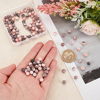 Натуральные бусины из яшмы розового цвета под зебру G-OC0001-22-6mm-1