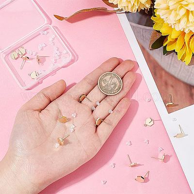 8 пара латунных сережек-гвоздиков KK-BC0008-56-1