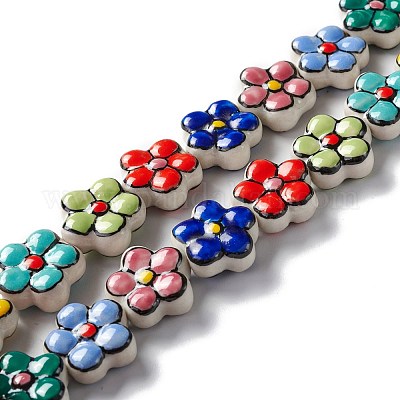 Ручной работы фарфора цветок бисер пряди PORC-F003-01D-1