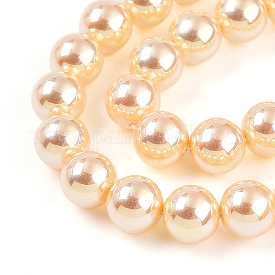 УФ-покрытие перламутровые стеклянные жемчужные бусины нити GLAA-F128-01B-T6-1