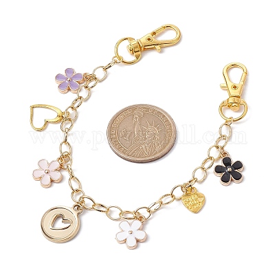 Подвеска в виде цветочного сердца из сплава и хирургической нержавеющей стали 316L для сумок AJEW-BA00129-1