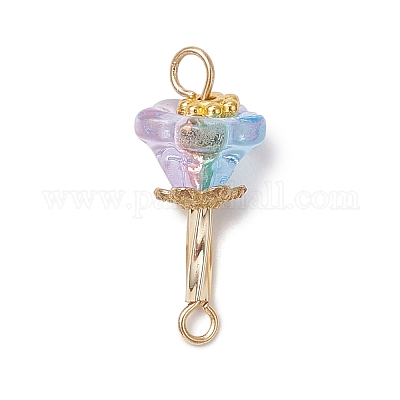 Подвески-соединители в виде цветка из гальванического стекла и сплава PALLOY-JF03614-01-1