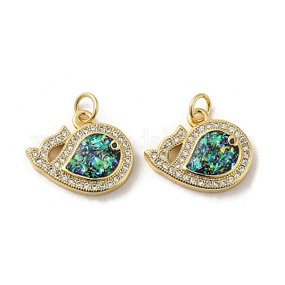 Покрытие стойки латунь микропаве фианиты с подвесками из синтетического опала KK-D088-38G-01-1