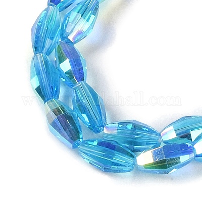 Стеклянные бусины с гальваническим покрытием  GLAA-Q101-03B-AB05-1