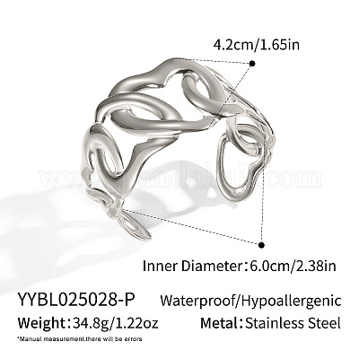 Открытая манжета в стиле винтаж из нержавеющей стали 304 в форме сердца для женщин WQ6407-2-1