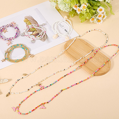 6 шт. 6 стиля стеклянных бусин эластичные цепочки на талию для женщин AJEW-CY0001-17-1