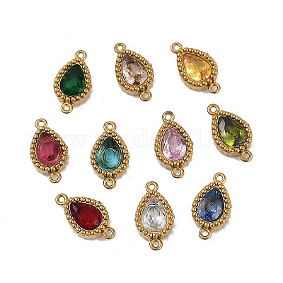 Ионное покрытие (ip) 304 нержавеющая сталь кубический цирконий каплевидные звенья соединительные подвески STAS-K256-23G-1