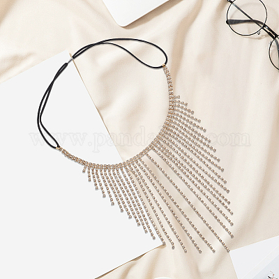 Цепочка из сплава стразов и полиэстера AJEW-WH20072-21G-1