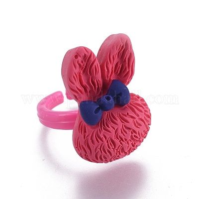 Кольца из смолы в виде кролика RJEW-JR00245-M-1