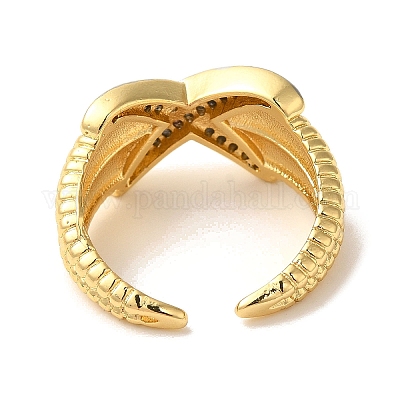 Манжеты из латуни с микро паве кубический цирконий для женщин RJEW-G325-11C-GP-1