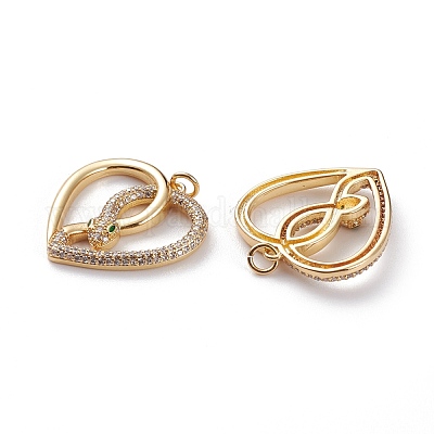 Кулоны из латуни с микропейвом и прозрачной фурнитурой из зеленого фианита KK-C100-22G-1