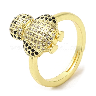 Регулируемые кольца с цирконием в виде пингвина RJEW-K247-01G-1