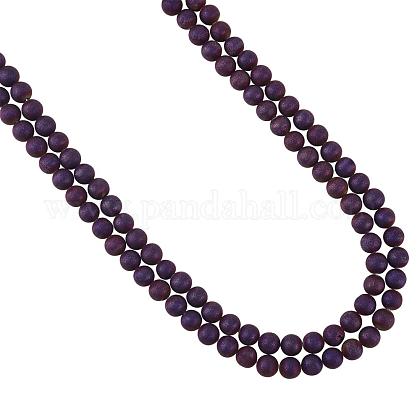 Electroplated Natural Agate Round Bead Strands G-AR0002-53-1