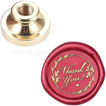 DIYスクラップブック  真鍮ワックスシーリングスタンプヘッド  thank youの文字  ゴールドカラー  25x14mm AJEW-WH0099-483-1