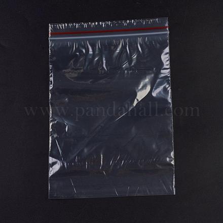 プラスチックジップロックバッグ  再封可能な包装袋  トップシール  セルフシールバッグ  長方形  レッド  24x16cm  片側の厚さ：1.8ミル（0.045mm）  100個/袋 OPP-G001-D-16x24cm-1