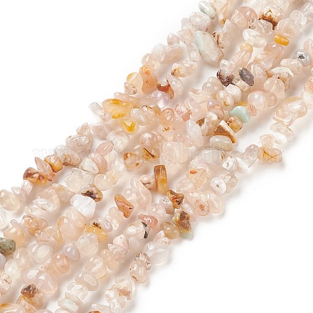 Fili di perle di agata naturale con fiori di ciliegio G-D0002-A15-1-1