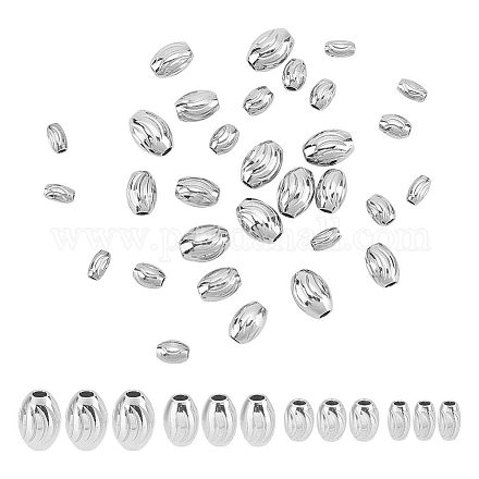 Unicraftale 32 pièce de 4 tailles de perles en acier inoxydable STAS-UN0045-49-1