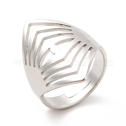 201 регулируемое кольцо из нержавеющей стали с широким ушком для женщин RJEW-F131-04P-1
