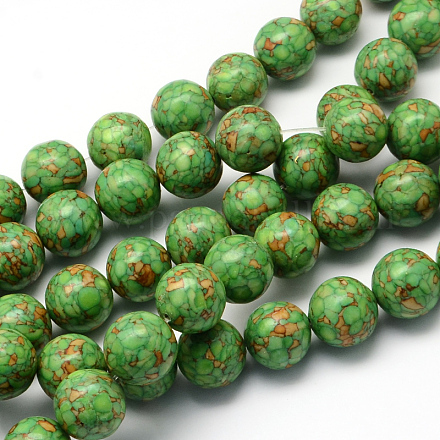 Chapelets de perle ronde en turquoise synthétique teintée TURQ-Q100-01B-02-1