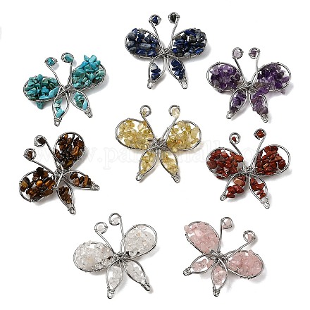 Брошь в виде бабочки из натуральных смешанных драгоценных камней G-A278-02P-1