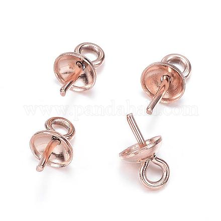 Ion Plating(IP) 304 Stainless Steel Cup Pearl Peg Bails Pin Pendants STAS-G127-04RG-1