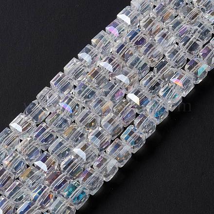 Electroplate Glass Beads Strands EGLA-D018-8x8mm-01-1