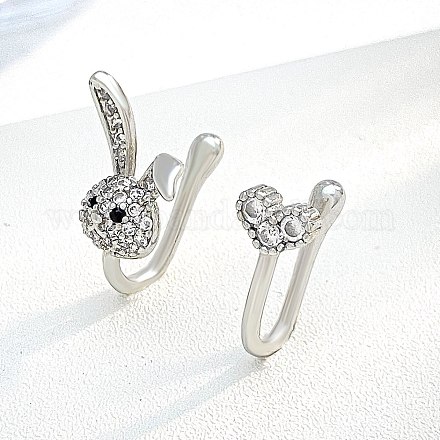 Латунные кольца для носа с застежкой в форме сердца кролика и микропаве из прозрачного кубического циркония FS-WGAE293-03-1