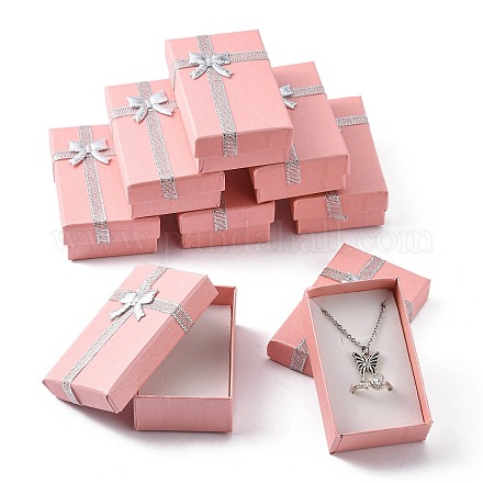Valentines Tag Frau Geschenke Pakete Karton Schmuck-Set-Boxen mit Bowknot und Schwamm im Inneren CBOX-R013-4-1