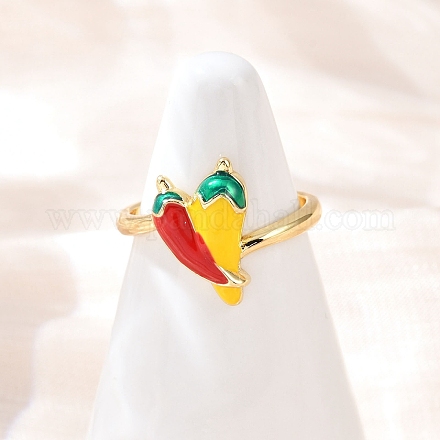Манжеты из латуни с эмалью в виде фруктов и перца RJEW-C139-19A-G-1