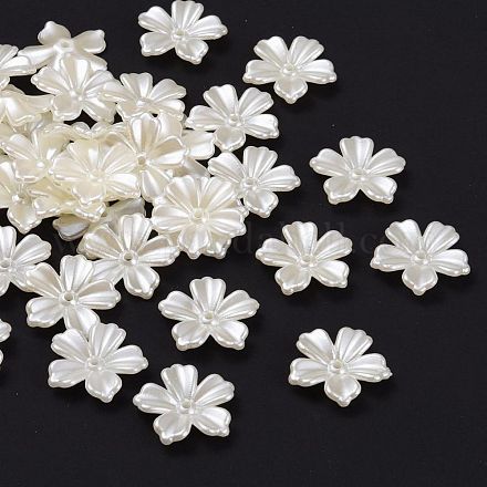 Tappi di perline con perla imitazione plastica a fiore singolo in petalo OACR-R016-21-1
