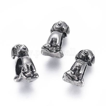 304 Stainless Steel Puppy European Beads STAS-I121-02AS-1