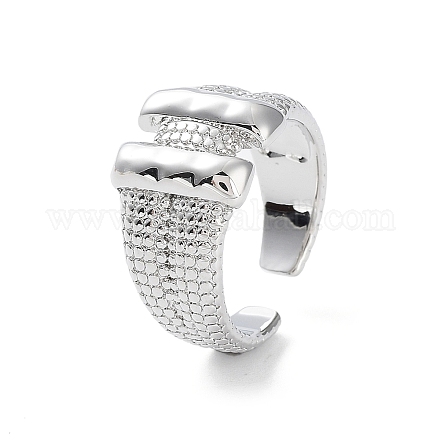 Rectangle Shape Rack Plating Brass Open Cuff Ring for Women RJEW-F155-03P-1