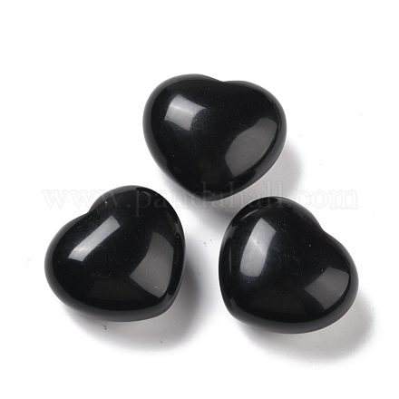 Natural Obsidian Heart Love Stone G-M393-02-1