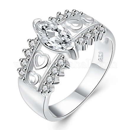 Romántico día de san valentín corazón hueco latón cubic zirconia anillos de dedo RJEW-BB01605-8S-1
