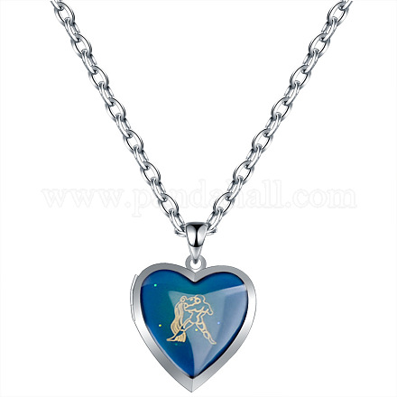 Collana pendente cuore con costellazione in resina con 304 catena di cavi in acciaio inossidabile da donna HEAR-PW0001-105J-1