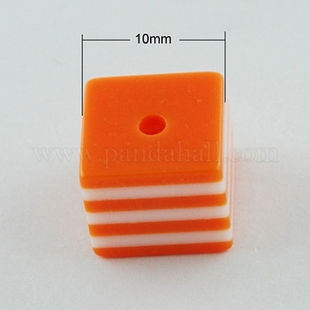 キューブ樹脂ビーズ  レッドオレンジ  10x10x10mm  穴：1.5mm X-RESI-S269-08-1