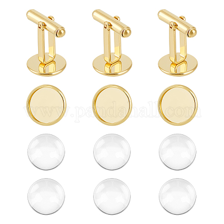 Boutons De Manchette Pandahall En Laiton - Lot De 36 - Cadre 18mm Pour Cabochons Personnalisés - Doré, Argent, Bronze