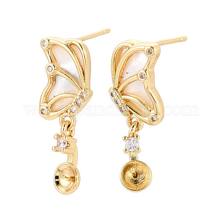 Латунные серьги-гвоздики из циркония KK-T079-46G-1