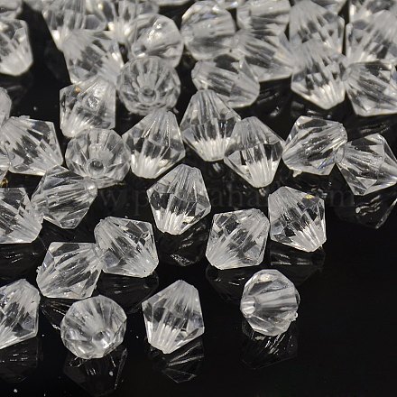 Faceted Bicone Transparent Acrylic Beads DBB8mm01-1