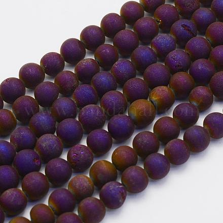 Electroplate Natural Druzy Agate Beads Strands G-G708-10mm-02-1