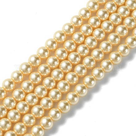 Eco-Friendly Dyed Glass Pearl Round Beads Strands HY-A002-6mm-RB072-1