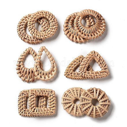 Handmade Reed Cane/Rattan Woven Linking Rings WOVE-PH0001-12-1